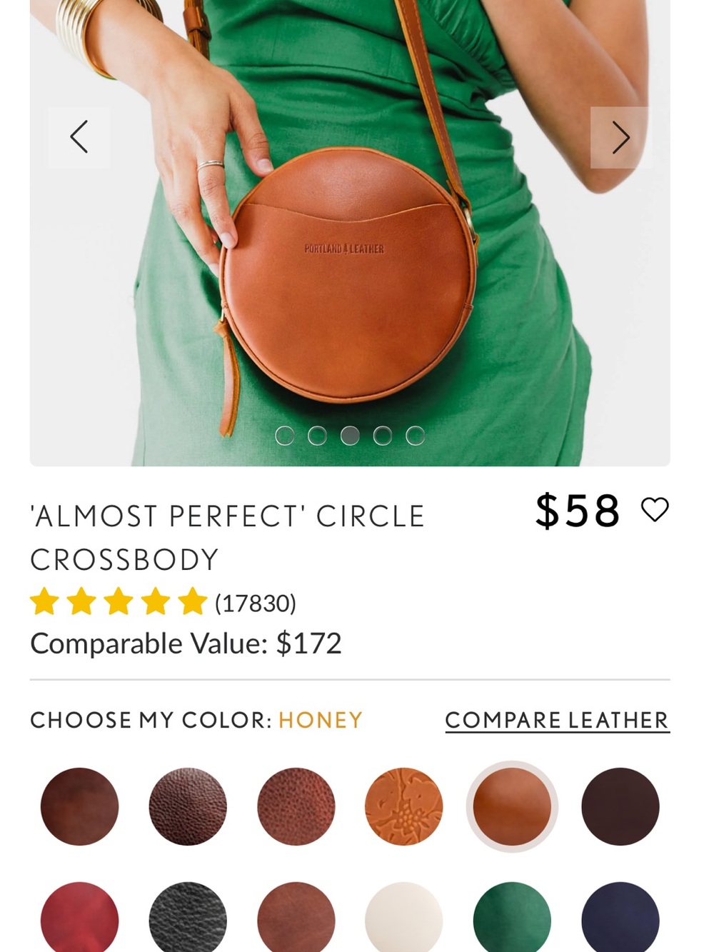 Portland Leather Goods Honey Circle Crossbody Bag - Picture 5 of 8